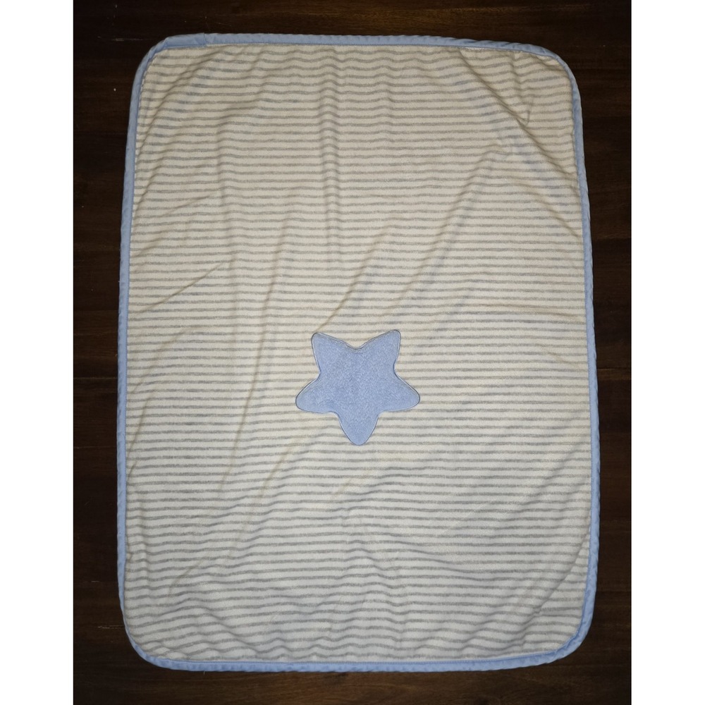 Just Born Blur Star Gray White Stripe‎ Baby Blanket Lovey Plush Sherpa Soft EUC